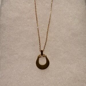 14K Gold Horseshoe Charm Pendant Necklace Cable Chain Fashion Jewelry